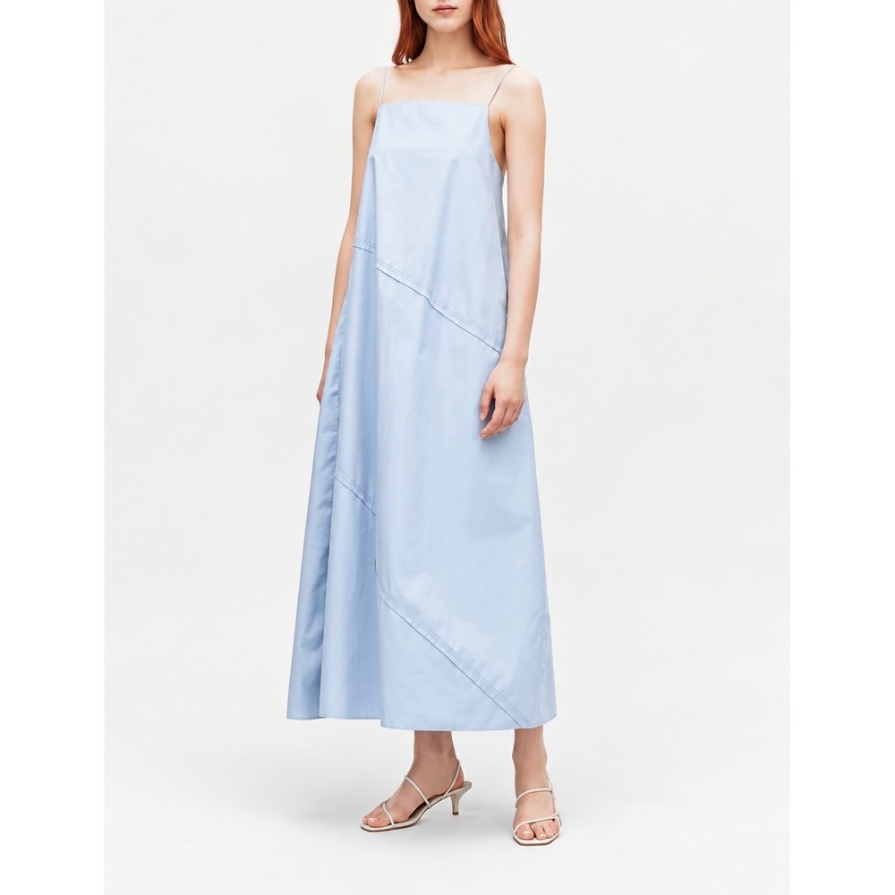 COS Maxi Dress Voluminous Strap Oversized Minimalist Baby Blue EUR 44 US 12